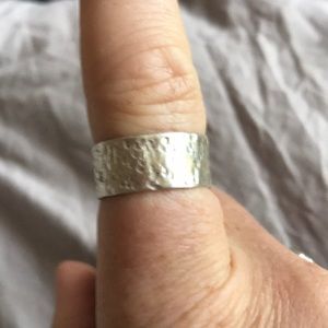 Sterling silver hammered band ring